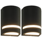Candeeiros de parede exterior 2 pcs 35 W semicilíndrico preto