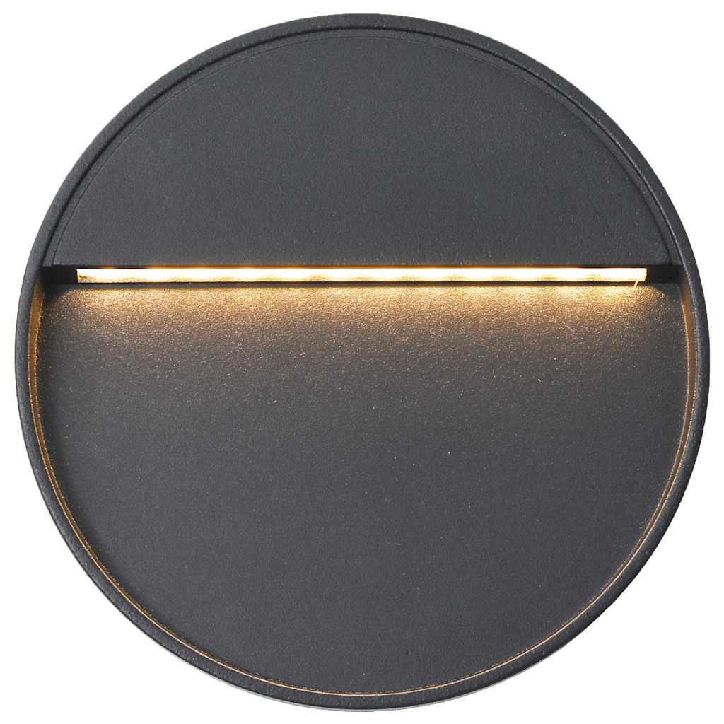 Candeeiros LED de parede exterior 2 pcs 3 W redondo preto