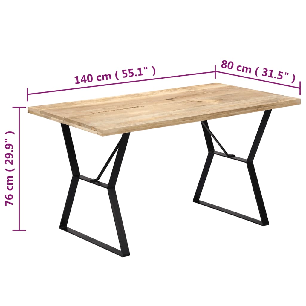 Mesa de jantar madeira de mangueira maciça 140x80x76 cm