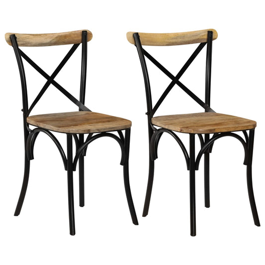 Cadeiras costas cruz 2 pcs mangueira maciça preto
