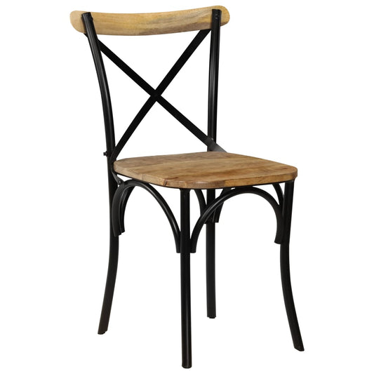Cadeiras costas cruz 2 pcs mangueira maciça preto