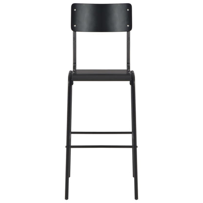 Cadeiras de bar 2 pcs contraplacado maciço e aço preto