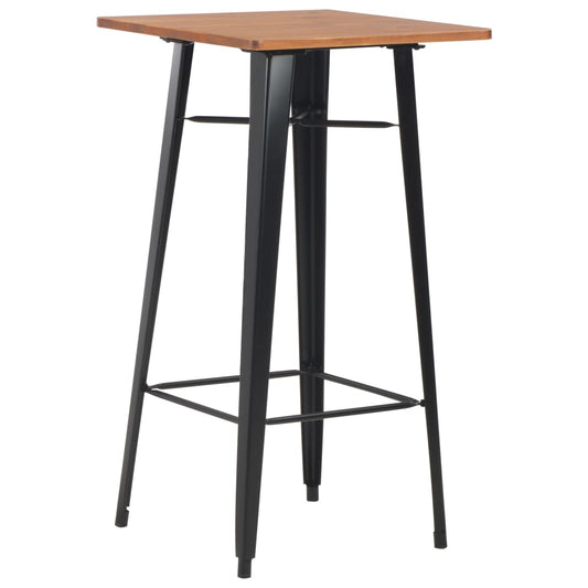 Mesa de bar 60x60x108 cm pinho maciço e aço preto
