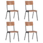 Cadeiras de jantar 4 pcs contraplacado maciço e aço castanho