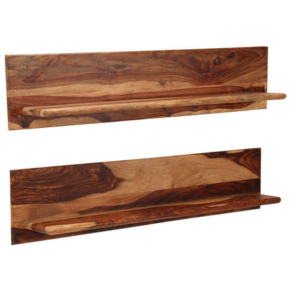 Prateleiras de parede 2 pcs 118x26x20cm madeira acácia maciça