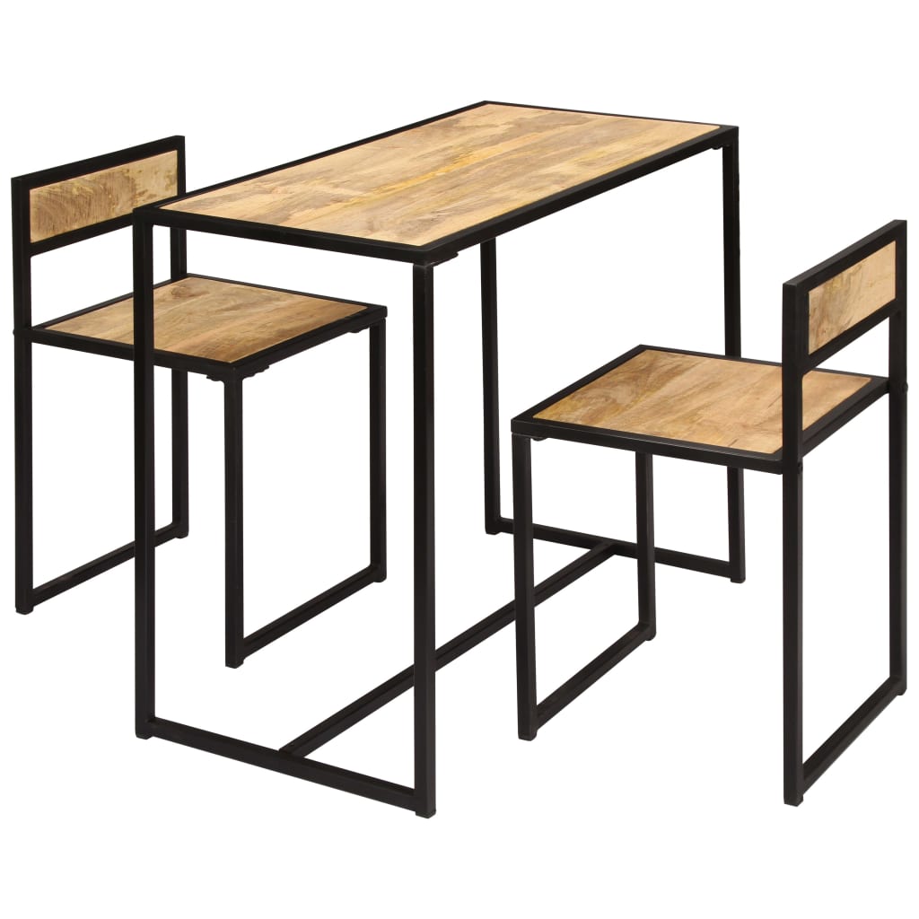 Conjunto de jantar 3 pcs madeira de mangueira maciça