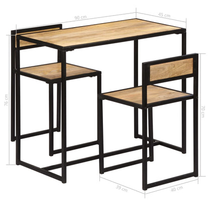 Conjunto de jantar 3 pcs madeira de mangueira maciça