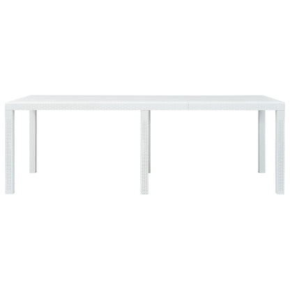 Mesa de jardim 220x90x72 cm plástico branco com aspeto de vime