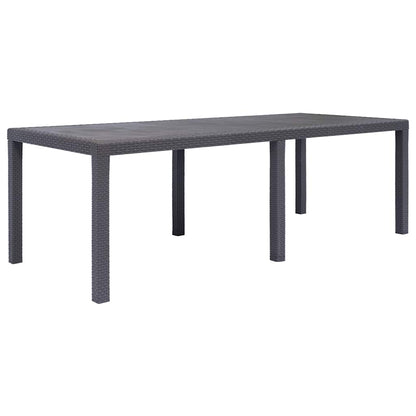Mesa de jardim 220x90x72cm plástico castanho com aspeto de vime