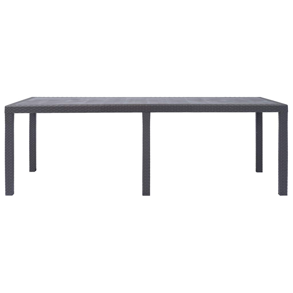 Mesa de jardim 220x90x72cm plástico castanho com aspeto de vime