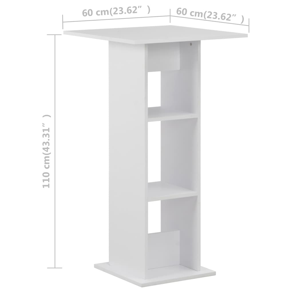 Mesa de bar 60x60x110 cm branco