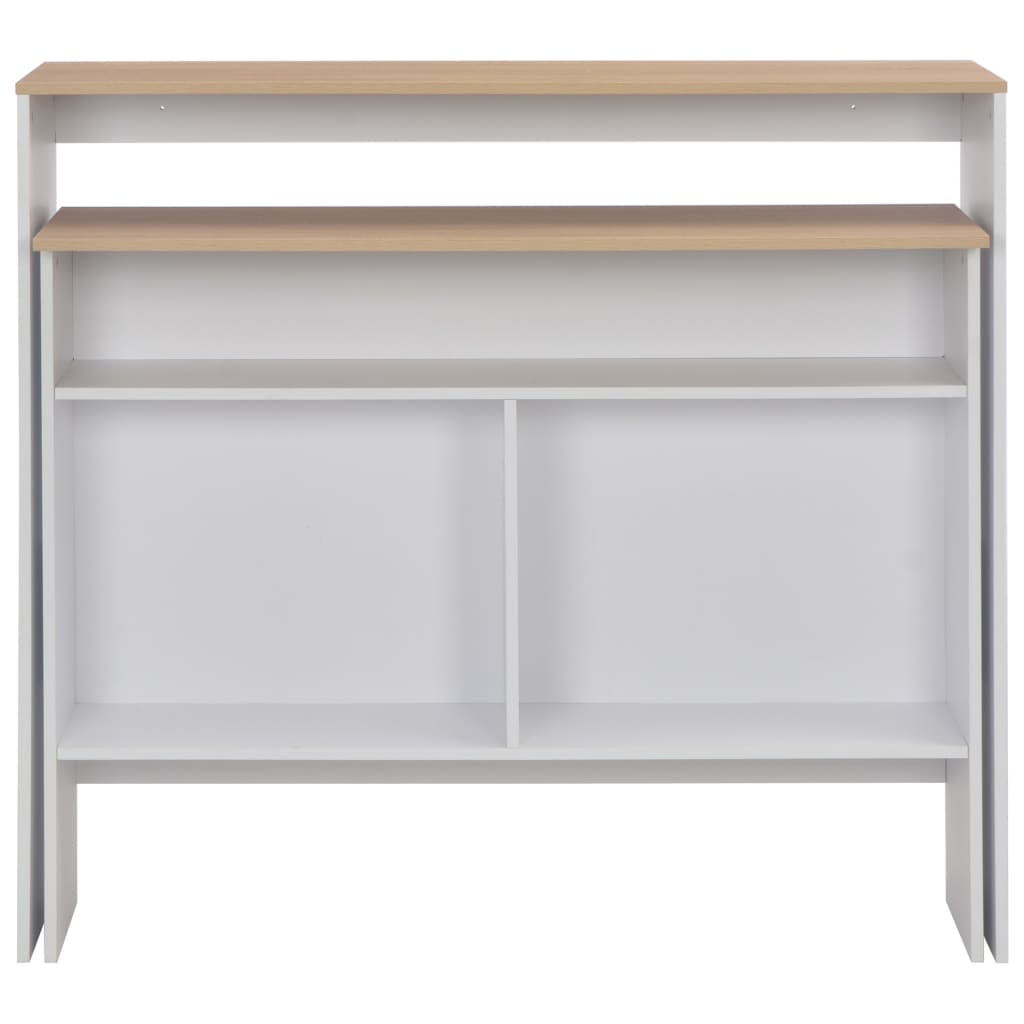 Mesa de bar com 2 tampos 130x40x120 cm branco e carvalho