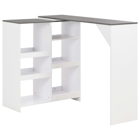 Mesa de bar com prateleira movível branco 138x39x110 cm