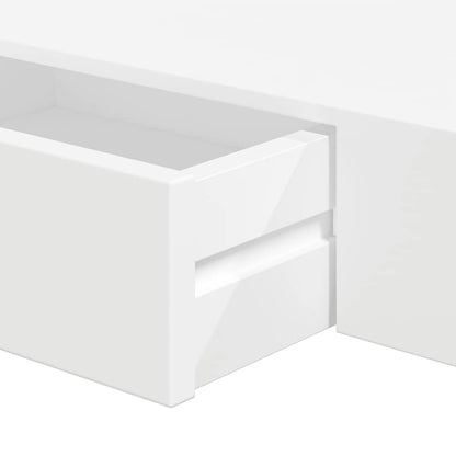 Prateleiras de parede suspensas com gavetas 2 pcs branco 48 cm