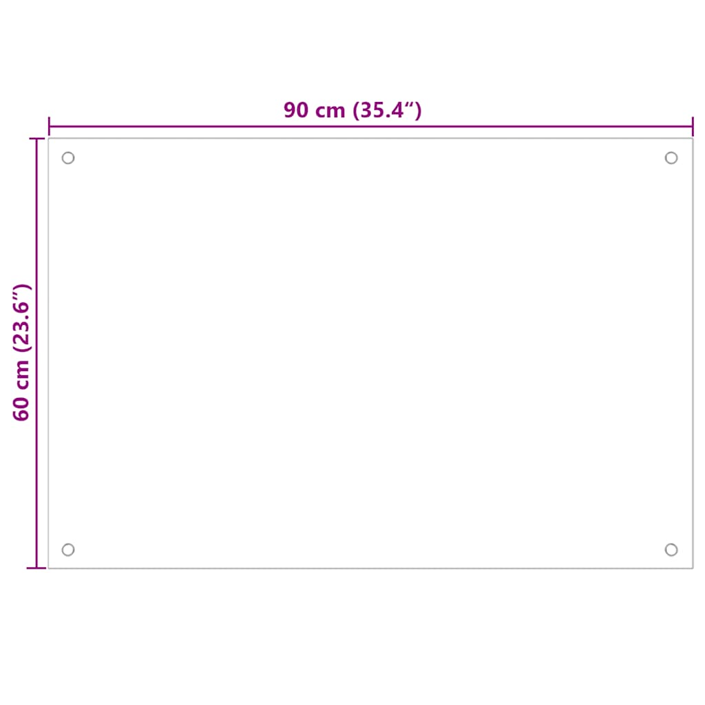 Painel anti-salpicos de cozinha 90x60 cm vidro temperado branco