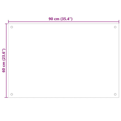 Painel anti-salpicos de cozinha 90x60 cm vidro temperado branco
