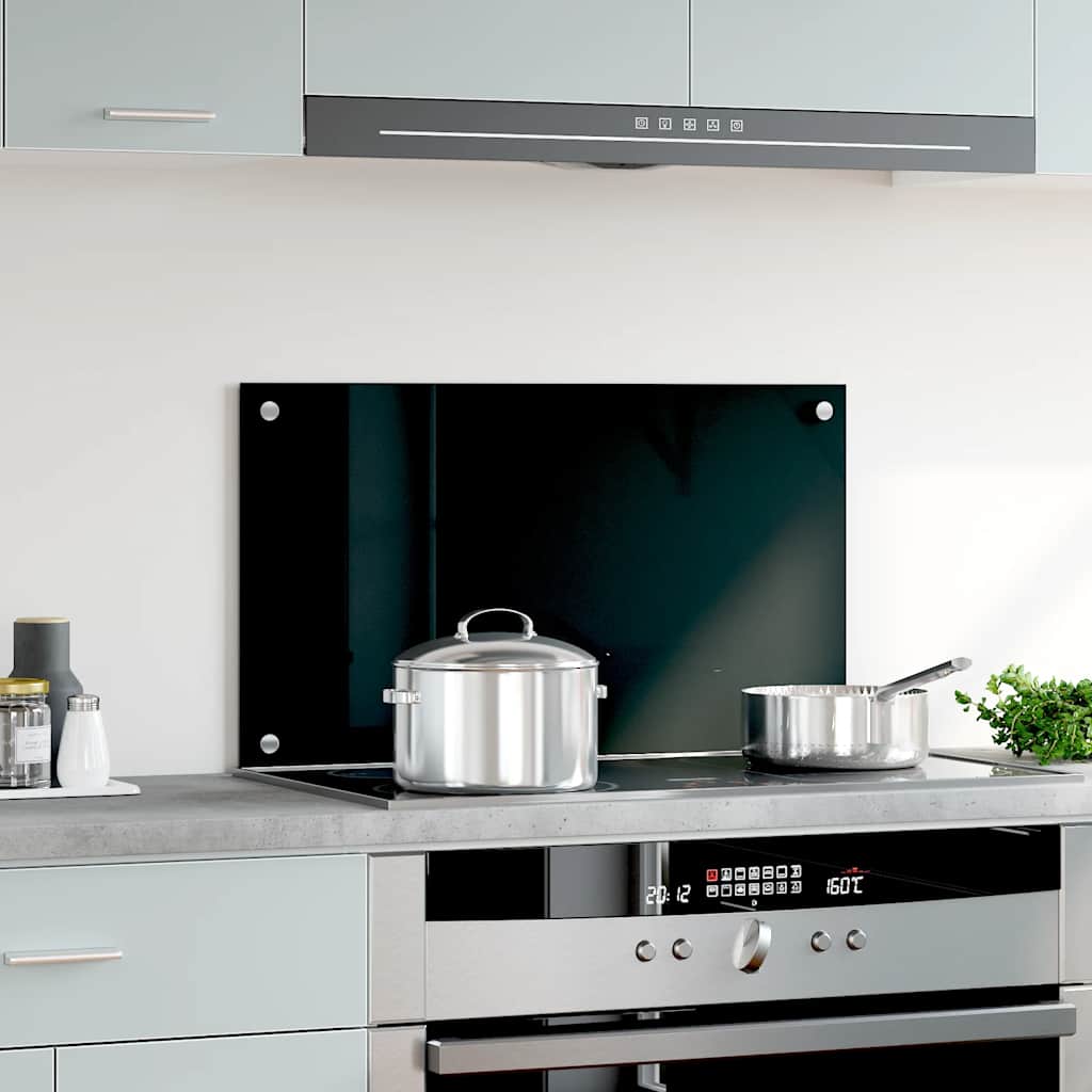 Painel anti-salpicos de cozinha 70x40 cm vidro temperado preto