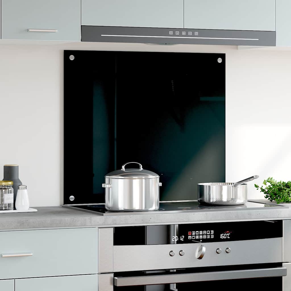 Painel anti-salpicos de cozinha 70x60 cm vidro temperado preto