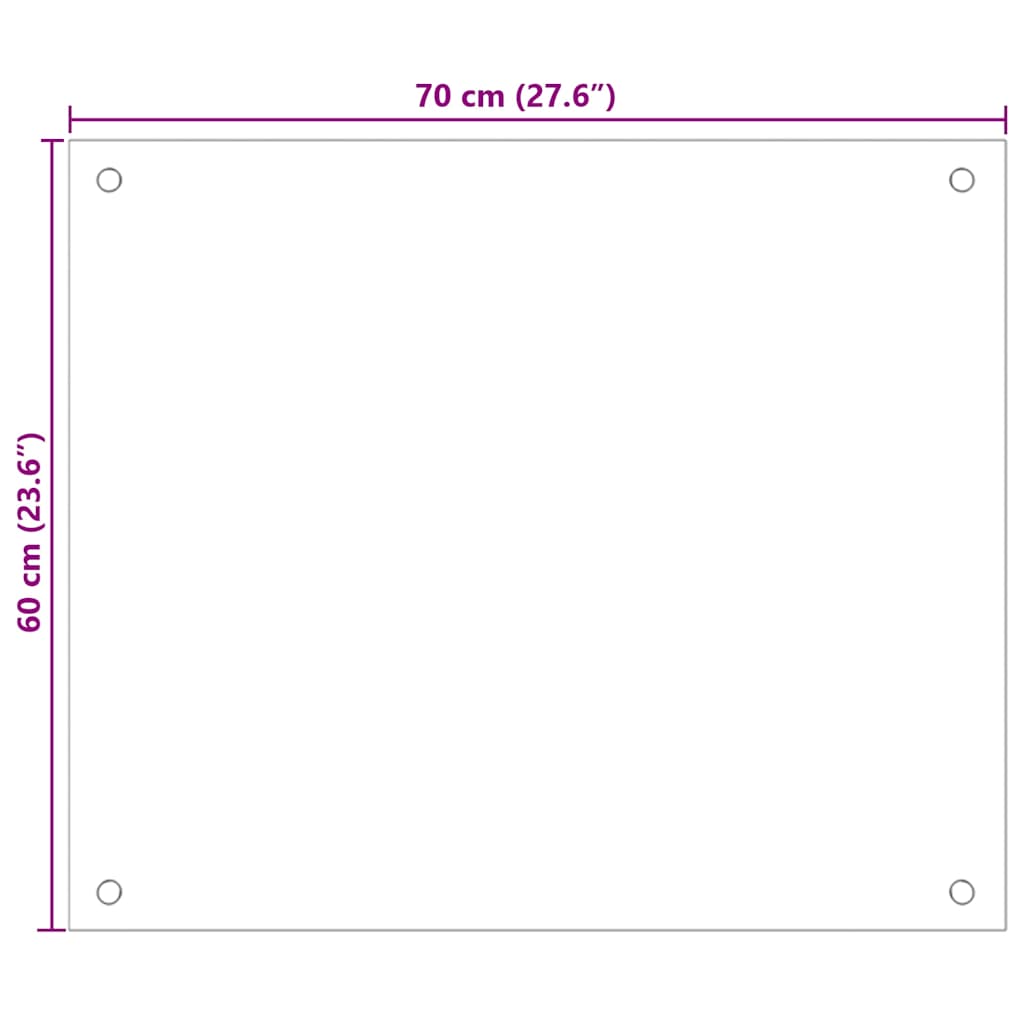 Painel anti-salpicos de cozinha 70x60 cm vidro temperado preto
