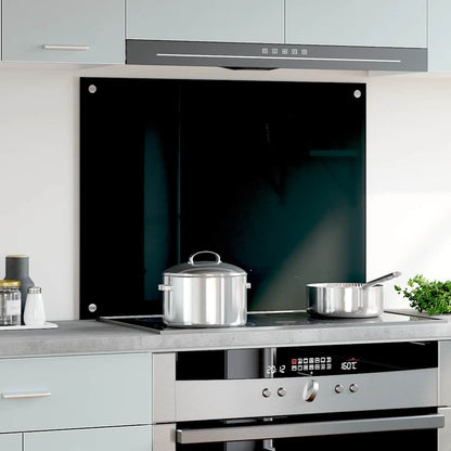 Painel anti-salpicos de cozinha 80x60 cm vidro temperado preto