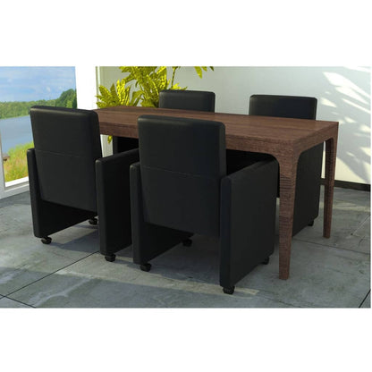 Cadeiras de jantar 4 pcs couro artificial preto