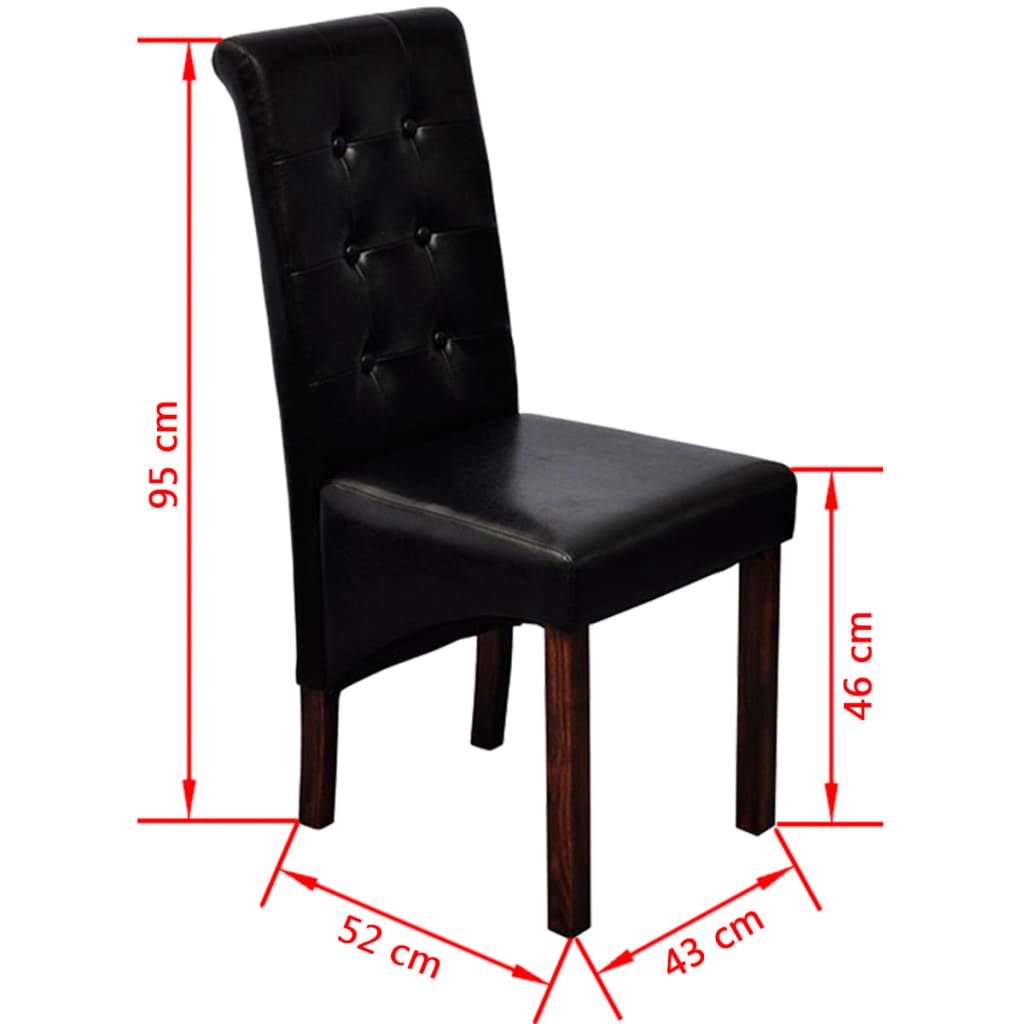 Cadeiras de jantar 2 pcs couro artificial preto
