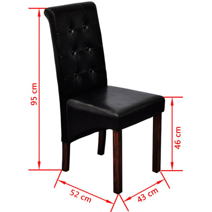 Cadeiras de jantar 2 pcs couro artificial preto