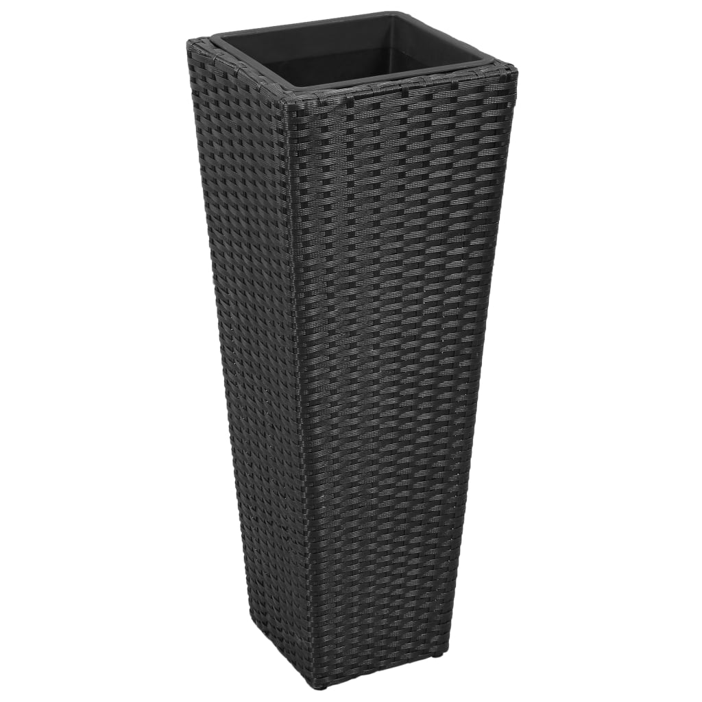Floreiras de jardim altas 3 pcs vime PE preto
