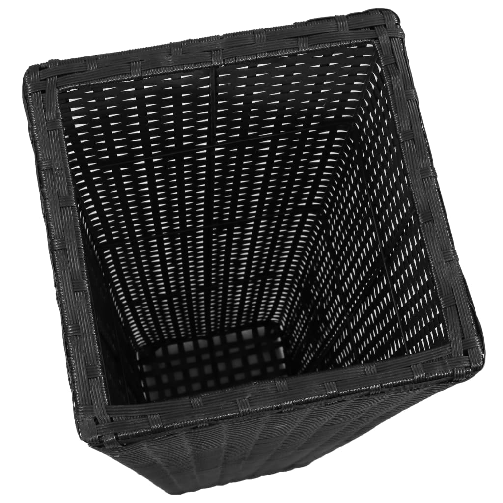 Floreiras de jardim altas 3 pcs vime PE preto