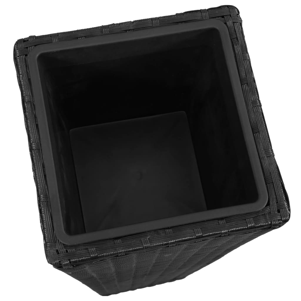 Floreiras de jardim altas 3 pcs vime PE preto