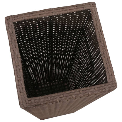 Floreiras de jardim altas 3 pcs vime PE castanho