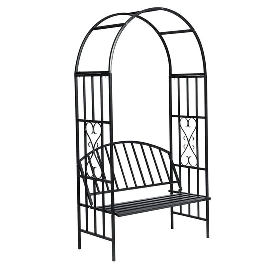 Arco para rosas com banco jardim