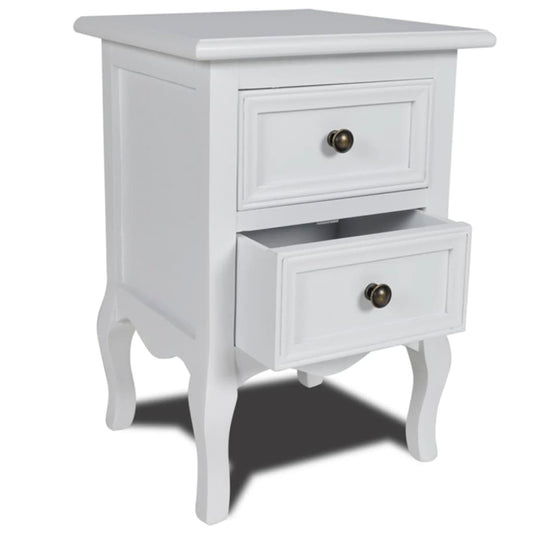 Mesa de cabeceira com 2 gavetas MDF branco
