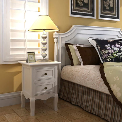 Mesa de cabeceira com 2 gavetas MDF branco