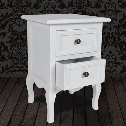 Mesa de cabeceira com 2 gavetas MDF branco