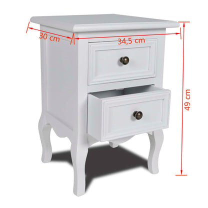 Mesa de cabeceira com 2 gavetas MDF branco