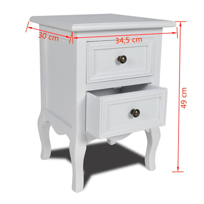 Mesas-de-cabeceira com 2 gavetas 2 pcs MDF branco
