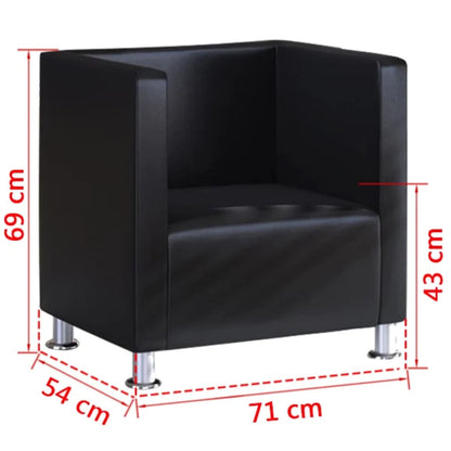Poltrona em forma de cubo couro artificial preto