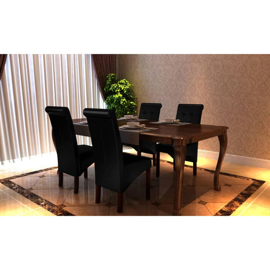 Cadeiras de jantar 4 pcs couro artificial preto