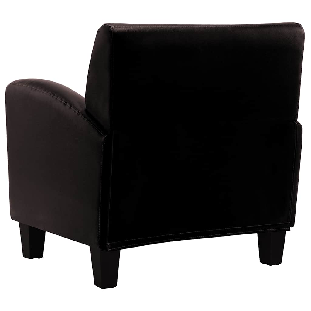 Poltrona couro artificial castanho-escuro