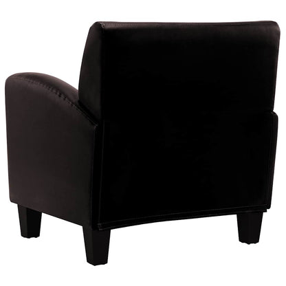 Poltrona couro artificial castanho-escuro