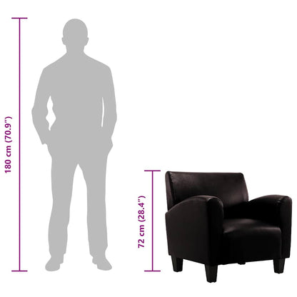 Poltrona couro artificial castanho-escuro