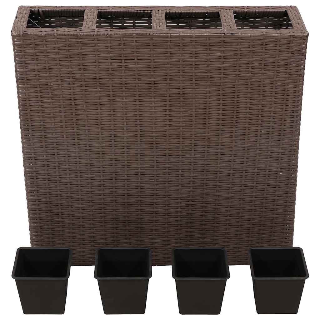 Floreira com 4 vasos vime PE castanho