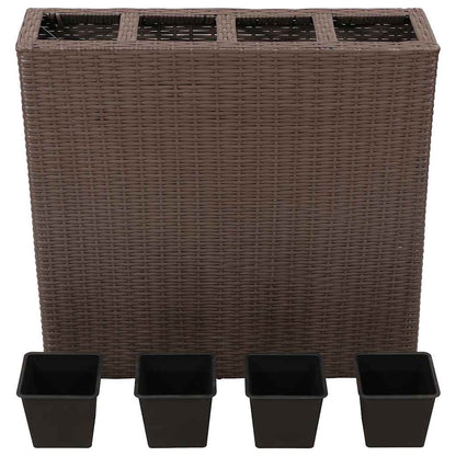 Floreira com 4 vasos vime PE castanho
