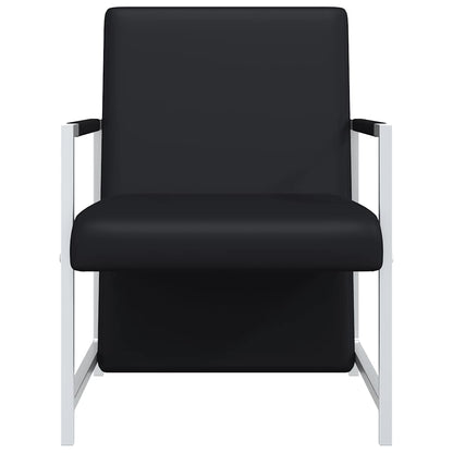 Poltrona com pés cromados couro artificial preto