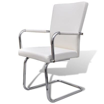 Cadeiras de jantar cantilever 4 pcs couro artificial branco