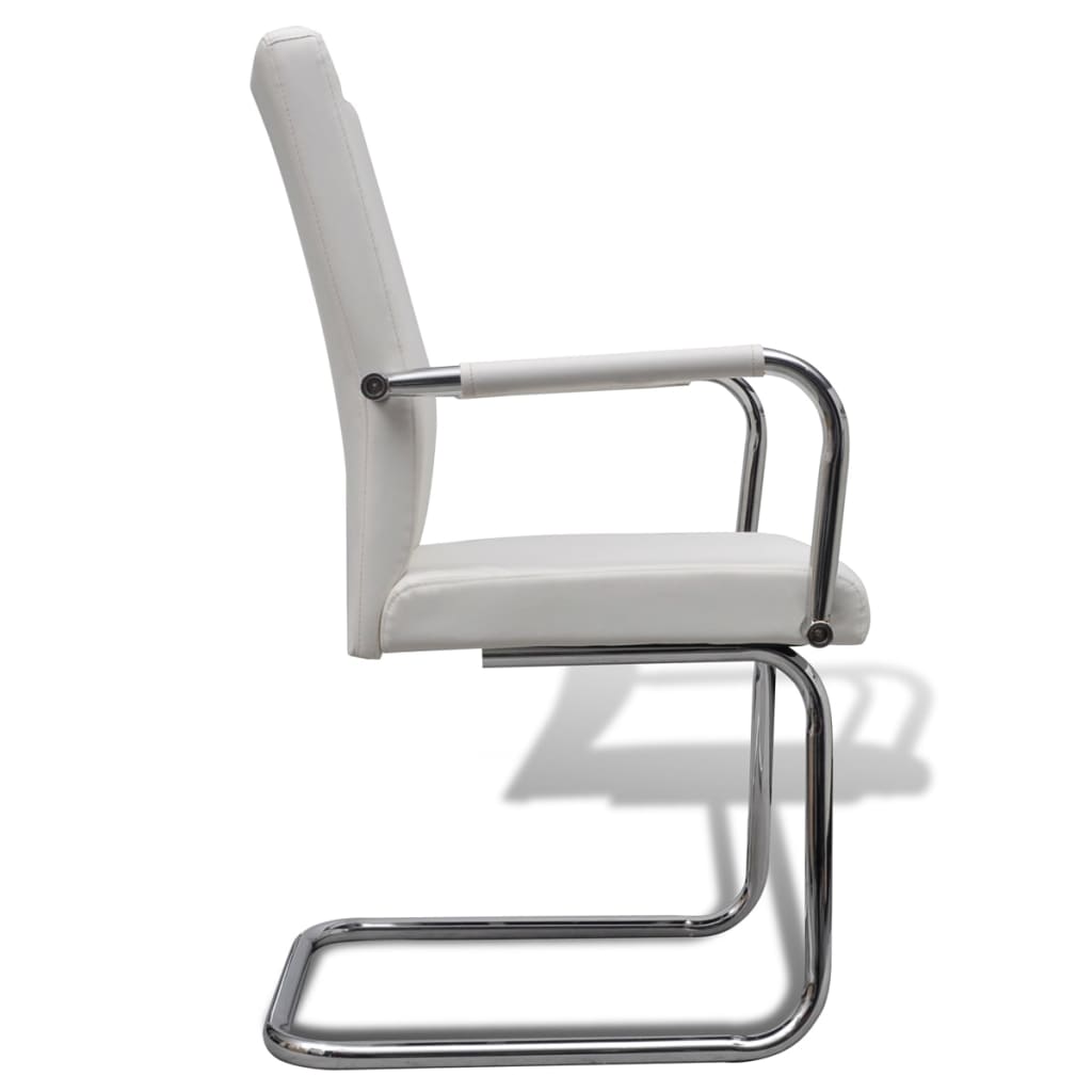 Cadeiras de jantar cantilever 4 pcs couro artificial branco