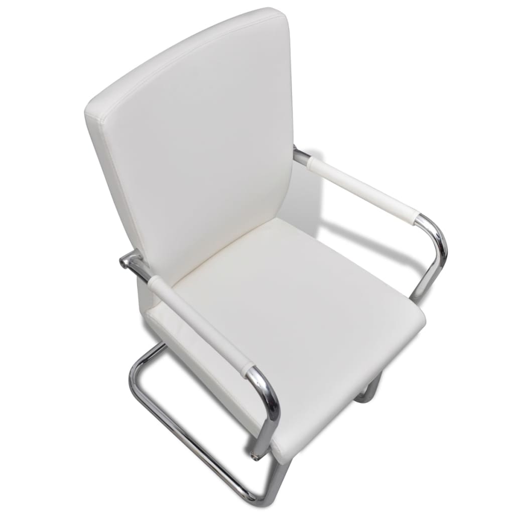 Cadeiras de jantar cantilever 4 pcs couro artificial branco