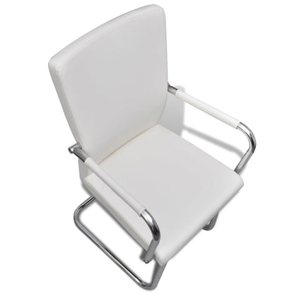 Cadeiras de jantar cantilever 4 pcs couro artificial branco