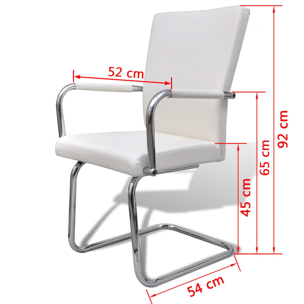 Cadeiras de jantar cantilever 4 pcs couro artificial branco